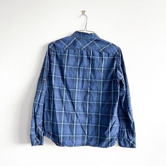 Rock & Republic Mens Stretch Plaid Long Sleeve Button Down Shirt Blue Large - Picture 2 of 8